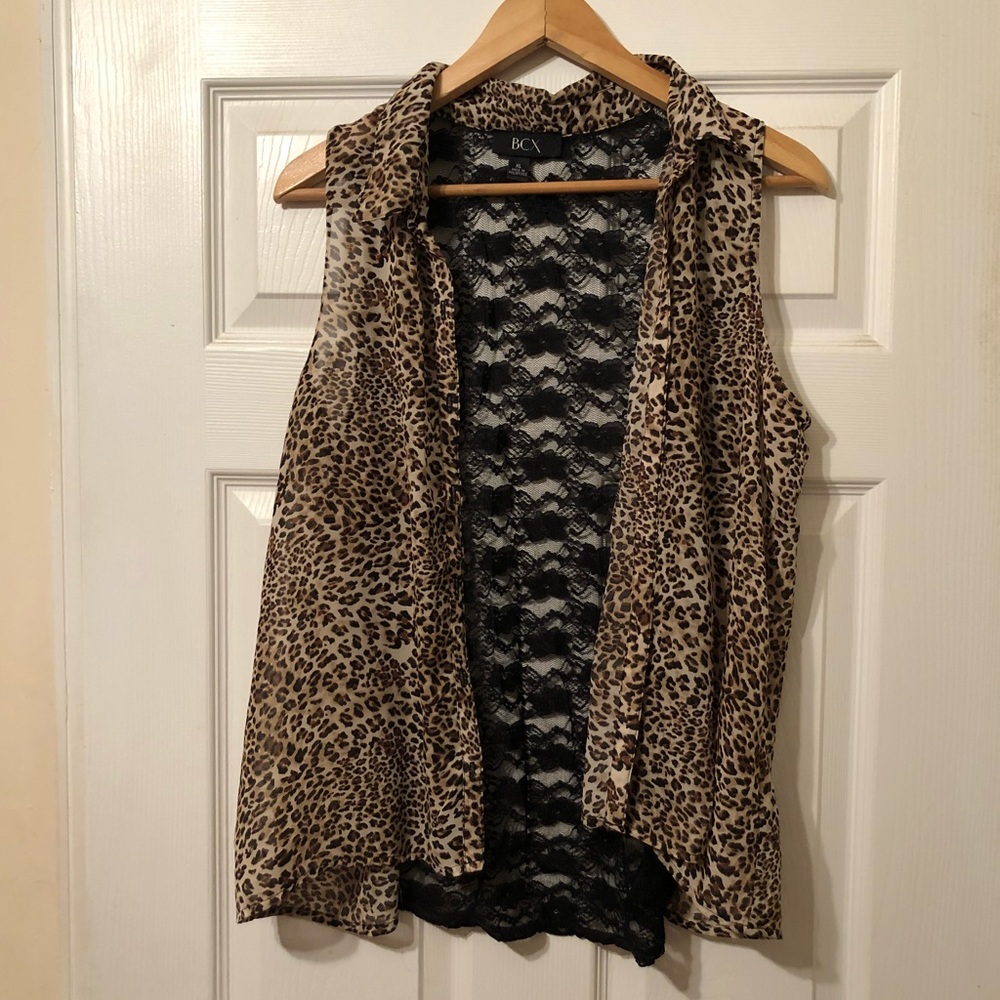 Animal print and lace blouse
